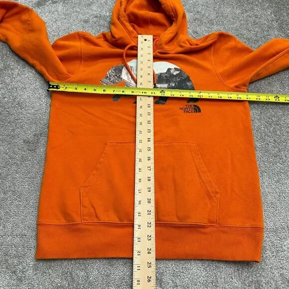The North Face Hoodie Sweatshirt Mens Small Orange Fleece Casual Graphic Outdoor - Picture 7 of 9